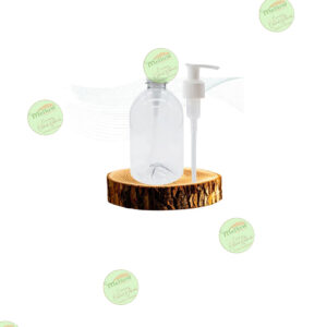 Botella cilíndrica transparente 250ml  con Bomba blanca